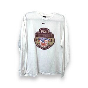 VTG Nike Team FSU Destination National Championship T-Shirt White Long Sleeve L